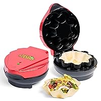 Nostalgia Taco Tuesday Tortilla Bowl Maker For Baked Taco Bowls, Tostadas, Salads, Dips, Appetizers, and Desserts, 8 to 10 Inch Tortillas, Red