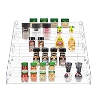PMMASTO Tiered Spice Rack, Seasoning Organizer, Clear Acrylic Vertical Shelves Can Organizer for Countertop, Cabinet, Pantry, Kitchen Organization & Storage - 5 Tier