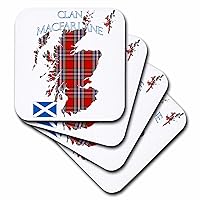 3dRose Outline of Scotland with The MacFarlane Clan Family Tartan. - Coasters (cst-380074-3)