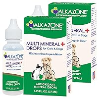 Alkaline Multi Mineral Drops for Cats and Dogs | Mineral Rich Alkaline Drops | Tasteless & Flavorless | 1 Pack Yields 10 Gallons | Serving Size 3 Drops | 120 Serving (1 Pack) (2 Pack)