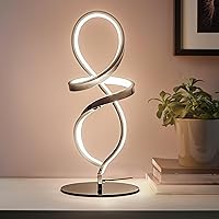 Modern Table Lamp, LED Spiral Lamp, Stepless Dimmable Bedside Lamp, Contemporary Nightstand Lamp, Chrome Desk Lamp for Bedroom Living Room Home Office, 12W