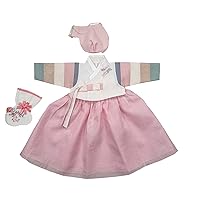 Hanbok Baby Girl Korea Traditional Clothing 100th Days Baikil Celebration Party Pink Saekdong Sleeve DDBG01 Medium