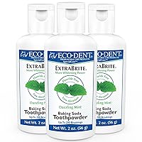 Eco-Dent ExtraBrite Baking Soda Toothpowder, Mint - Fluoride-Free Toothpaste Powder, SLS-Free Tooth Powder with Oxidizing Calcium Peroxide, Whitening Toothpaste Alternative, 2 Oz Ea (Pack of 3)