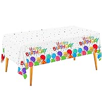 Gatherfun Birthday Disposable Tablecloth, Plastic Table Cover for Kid’s Birthday Party, 54”x108”, 3 PCS