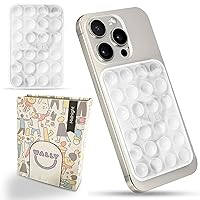 Wally Suction Phone Case Mount, Silicon Adhesive Phone Accessory for iPhone and Android, Hands-Free Fidget Toy Mirror Shower Phone Holder, Tiktok Videos and Selfies w/ Magnetic Gift Case(Clear)