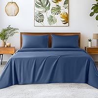 SONORO KATE 100% Egyptian Cotton Sheets - 1200 Thread Count, Luxury & Cooling Hotel Cotton Bed Sheets Set 4 Piece, Sateen Weave for Soft Feel, Fits Upto 16' Mattress (Navy Blue, King)