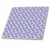 3dRose Two Kisses Collided Lip Bold Blue Lips Pattern - Tiles (ct_357238_1)