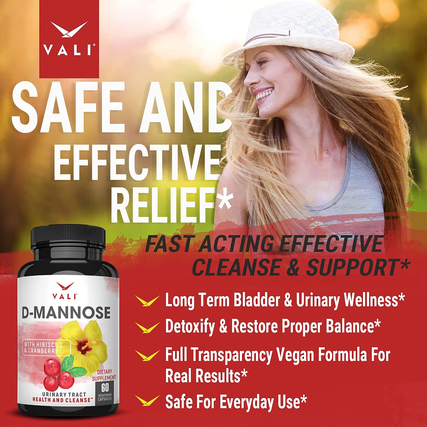 VALI D-Mannose & VALI Renew PMS Bundle - Urinary Tract Health and Cleanse with D-Mannose, Cranberry & Hibiscus and PMS Relief Supplement for Women’s Menstrual Cycle Vitamins & Herbal Support