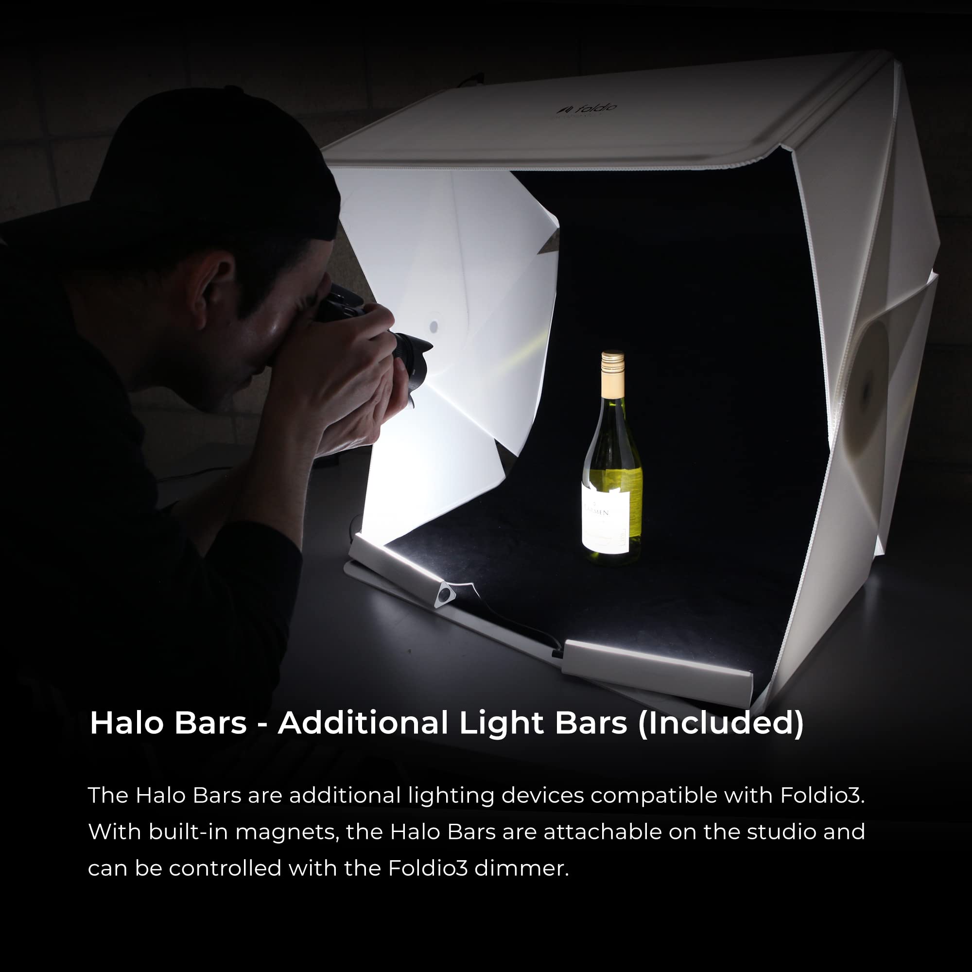 Foldio3 + Extra Lights (25inch Lightbox for Product Photography with Halo Bars / 25