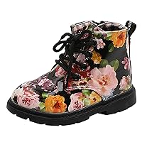 Toddler Boots Boys And Girls Waterpoor Ankle Boots Side Zipper Booties Floral Print Short Boots Kid Rain Shoes