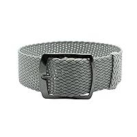 HNS 22mm Grey Perlon Braided Woven Watch Strap with PVD Buckle