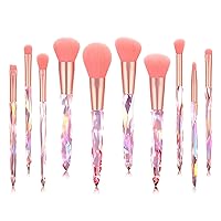 Kingtree Makeup Brushes 10PCS Crystal Makeup Brush Set, Premium Synthetic Foundation Powder Concealer Eye Shadow Blush Makeup Brushes, Professional Make Up Brush Kit for Girls and Ladies