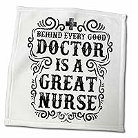 3dRose Behind Every Good Doctor is a Great Nurse Black Letters - Towels (twl-255882-3)