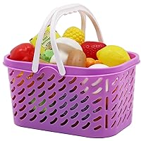 Dream Collection, Pretend Food Set with Shopping Basket - Plastic Food Toys, Food Collection of 40 Pieces - Vegetables, Fruits, Cereal, Croissants & Poultry
