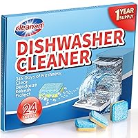 Dishwasher Cleaner and Deodorizer Tablets - 24 Pack Powerful Descaling and Refreshing Pods, Deep Cleaning for Dish Washer Machine, Natural Ingredients, Heavy Duty for Sparkling Clean - Yearly Supply