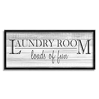 Stupell Industries Fun Laundry Room Funny Word Bathroom White, Design by Kimberly Allen Black Framed Wall Art, 10 x 24, Grey