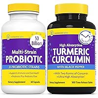 Multi Probiotic & Curcumin Bundle Multi-Strain Probiotic (60 Time-Release Capsules) Turmeric Curcumin (100 Time-Release Tablets). Supports Gut and Immune Health. *