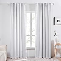 Deconovo Back Tab and Rod Pocket Blackout Curtains for Living Room Thermal Insulated Light Blocking Curtains 42Wx84L Inch Greyish White 2 Panels