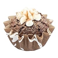 Panificio 0.4 Ounce Baking Cups 200 Flared Cupcake Liners - Oven-Ready Freezable Brown And White Paper Muffin Cases Disposable Chocolate Wisp For Wedding Parties Baby Showers