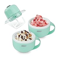 My Mug Ice Cream Maker Machine (Aqua): Multi-Purpose Soft Serve Ice Cream Machine with (2) Bowls for Homemade Gelato, Sorbet, Frozen Yogurt, Built-In Ingredient Chute, Easy to Clean and Store