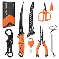 KastKing SteelStream 6pc Fishing Tool Kit - Corrosion Resistant Fishing Pliers with Lanyard, Fillet Knife, Floating Fish Lip Gripper, Fishing Braid Scissors, Tool Retractor, Fishing Gifts for Men