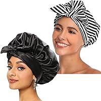 Shower Cap for Women Hair Caps for Shower Reusable Shower Cap for Long Hair, Satin Bonnet for Black Women, Silk Bonnet for Curly Hair Wraps for Sleeping