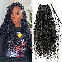Pre Crochet Boho Locs Braids Hair Pre Looped With Human Hair Curls Curly Ends Extensions For Black Women 72 Strands(22 inch)