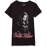 Marvel Little, Big Black Widow Mono Girls Short Sleeve Tee Shirt
