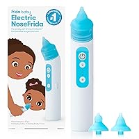 Electric NoseFrida Nasal Aspirator for Baby, Nose Sucker for Baby & Toddler, Nasal Aspirator with 3 Suction Levels, 2 Silicone Tips, USB Rechargeable