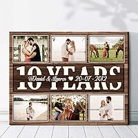 Personalized Photo Collage Gift For 10Th Wedding Anniversary, 10 Year Celebration Gift For Him