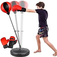 Punching Bag for Ages 3 4 5 6 7 8+ Years Old Kids, Boxing Bag Set Toy with Boxing Gloves, Height Adjustable Punching Bag, Sport Toy for Boys & Girls, Ideal Christmas Birthday Gift for Kids