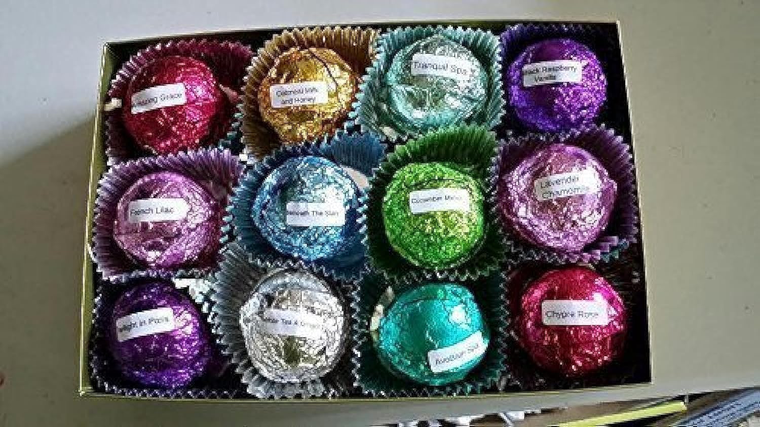 Spa Pure Gift Bath Bombs: Gift Set for Her with 6 foil Wrapped 2.5 oz Bath Bombs, Great for Dry Skin, Best Sellers (GiftHer) (6-Pack)