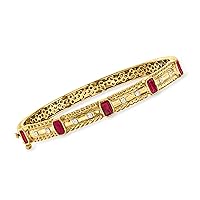 Ross-Simons 1.50 ct. t.w. Ruby and .15 ct. t.w. Diamond Bangle Bracelet in 18kt Gold Over Sterling