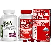 Turmeric Curcumin with BioPerine High Potency Premium Joint Support + Bronson Antarctic Krill Oil 1000 mg with Omega-3s EPA, DHA