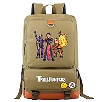 Unisex Troll Hunters Printed Daily Knapsack-Lightweight Cartoon Laptop Bag Waterproof Daypack for Travel (17.3