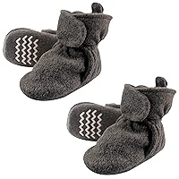 Hudson Baby Unisex-Child Cozy-Fleece Bootees Slipper Sock, Dark Gray 2-Piece, 3T