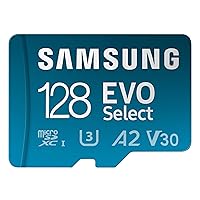 SAMSUNG EVO Select MicroSD Memory Card + Adapter, 128GB microSDXC, Speeds Up to 160 MB/s, UHS-I, C10, U3, V10, A2, Upgrade Storage for Phones, Tablets, Nintendo Switch, MB-ME128SA/AM