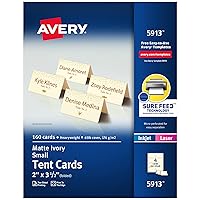 Avery Printable Small Tent Cards with Sure Feed Technology, 2