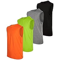 Boy's Athletic Tank Tops – 4 Pack Performance Dry-Fit Muscle Tee (4-18)