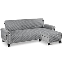 Couch Slipcover L Shape [Sofa] Cover Sectional Couch Chaise Lounge Cover Reversible, Furniture Protector for Home Décor (Light Gray, Small)