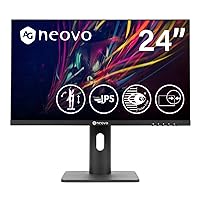 AG Neovo MH2402 24 Inch Computer Monitor, FHD 1920 x 1080p, IPS Display, VGA, HDMI, DisplayPort and Speakers, Height Adjustable, Rotate, Swivel and Tilt Ergonomic Stand, VESA Mountable