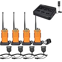 Retevis RT29 2 Way Radios(4 Pack), RT29 Walkie Talkie Six-Way Charger(1 Pack),Rugged Walkie Talkies with Waterproof Speak Mic 3200mAh Battery