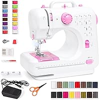 Best Choice Products Compact Sewing Machine, 42-Piece Beginners Kit, Multifunctional Portable 6V Beginner Sewing Machine w/ 12 Stitch Patterns, Light, Foot Pedal, Storage Drawer - Pink/White