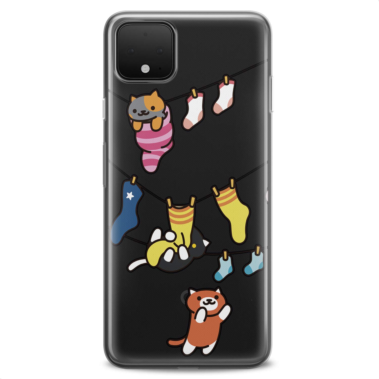 Cavka TPU Case Replacement for Google Pixel 7 6a Pro 5a XL 4a 5G 2 XL 3 XL 3a XL 4 Girls Clear Colored Kitties Design Print Teen Animal Theme Cute Yellow Cats Flexible Silicone Slim fit Soft Funny