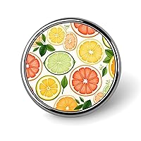 Colorful Fresh Ripe Citrus Fruits Orange Grapefruit and Lemon Round Lapel Pin Tie Tack Cute Brooch Pin Badge for Men Women Hat Clothing Accessories