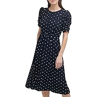 DKNY Women's Knot Sleeve Midi Shirt Dress