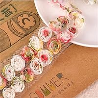3 Meter Chiffon Organza Colorful Rose Flower Lace Edge Trim Ribbon 5cm/ 2cm Width Vintage Edging Trimmings Fabric Embroidered Applique Sewing Craft Wedding Dress Embellishment Clothes Decor Embroidery