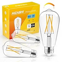 Hizashi Edison Bulb 60 Watt LED, 2700K Dimmable LED Light Bulbs E26 Base, ST19 Vintage Light Bulbs Soft Warm White, 95+CRI, UL Listed,700 Lumens 6W, Clear Glass, Pack of 3