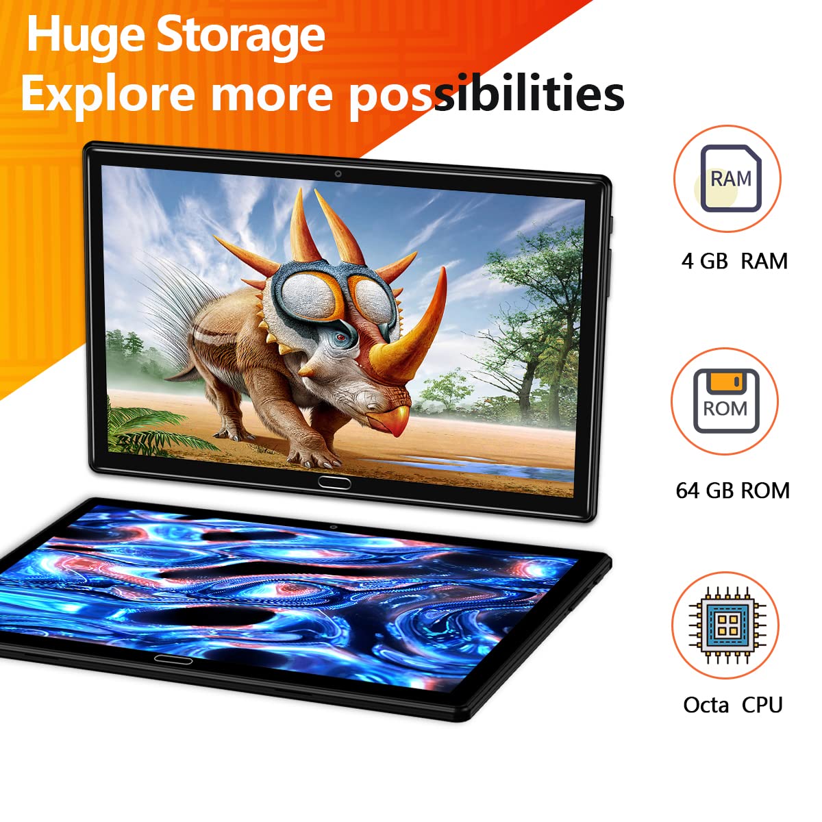 Tablet 2023 Newest 2 in 1 Tablet 10 inch Android 11 4G Cellular Tablet with Dual Sim Card Slot 4GB+64GB+512GB Expandable Storage Octa-Core 13MP Camera WIFI Tablet with Keyboard Mouse Stylus(Black)