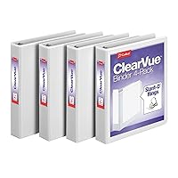 1.5 Inch 3 Ring Binder, D Ring, White, 4 Pack, Holds 375 Sheets (29400)